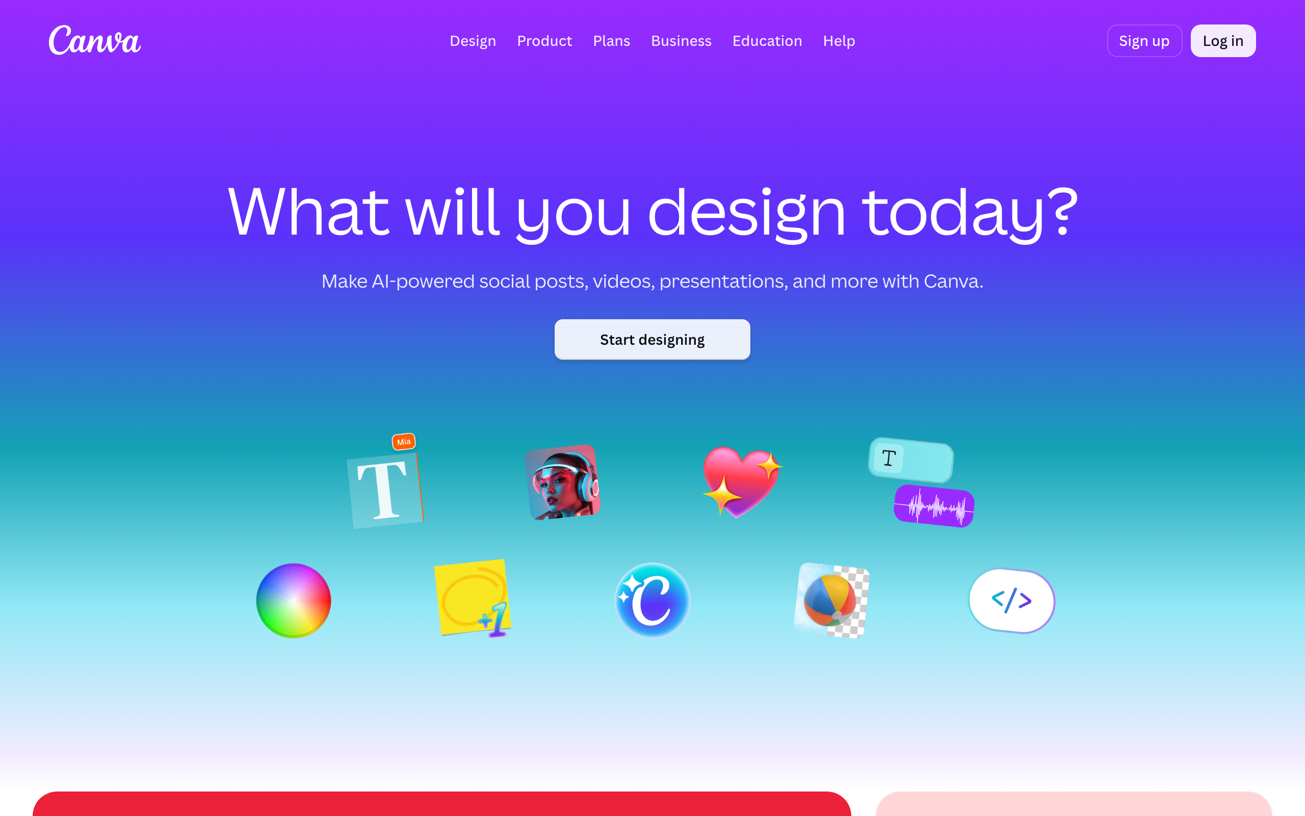 Canva homepage in 2026: AI-powered social posts, videos and presentations from one design editor