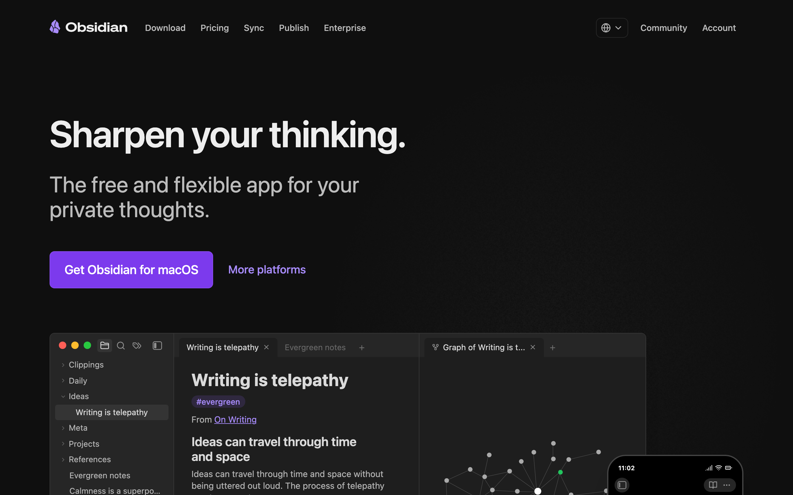 Obsidian homepage: the free and flexible app for your private thoughts